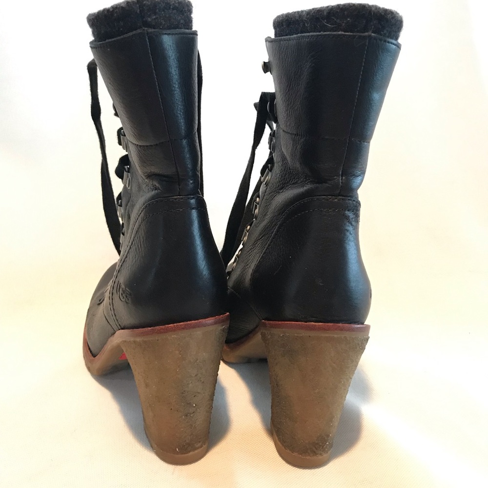 UGG Australia Fabrice Leather Lug Boot in Black - Picture 5 of 12